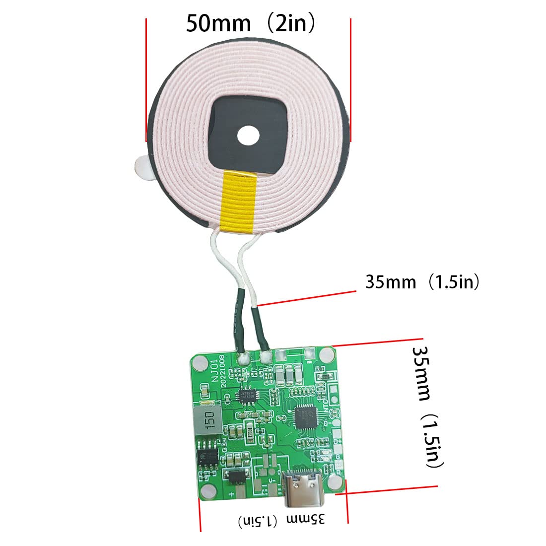 Gikfun 20W Qi Wireless Charger Module Coil - Fast Car Charging DIY Kit with Universal Type-C Interface EK1984 - Perfect for DIY Projects, Smartphones, and In-Car Charging Solutions