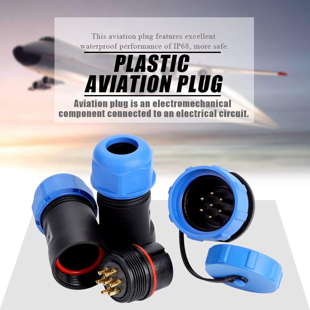 7-Pin Plastic Aviation Plug Connector with Brass Contacts - Durable Socket for Lamps, Lanterns & Outdoor Lighting - Ideal for Stage Lights, Industrial Equipment, Marine & RV Applications - Waterproof & Shockproof Design for Harsh Environments