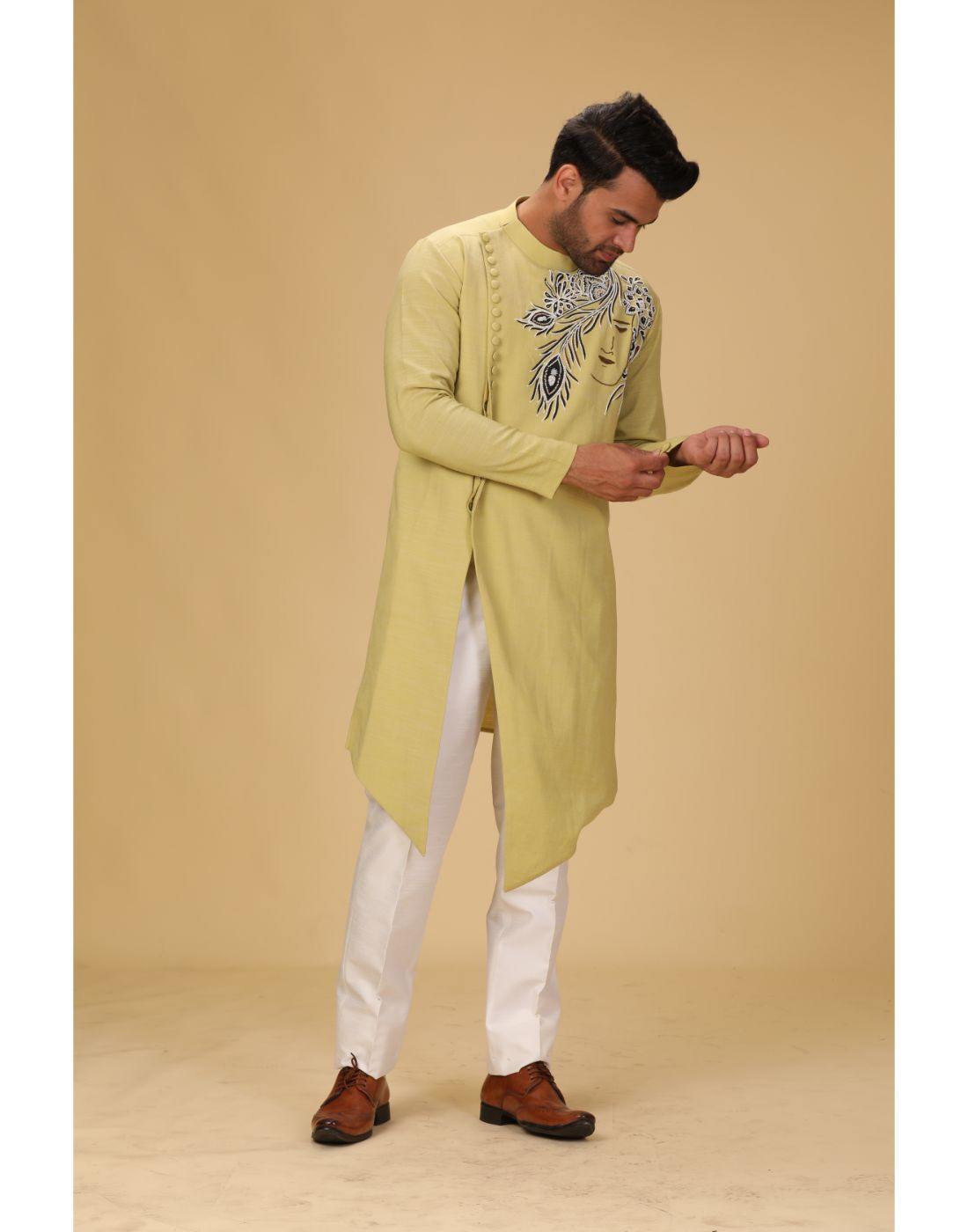 BluesnGreys Designer Lemon Yellow Embroidered Kurta Pant Set for Women | Party Wear & Festive Outfit | Perfect for Weddings, Diwali & Special Occasions