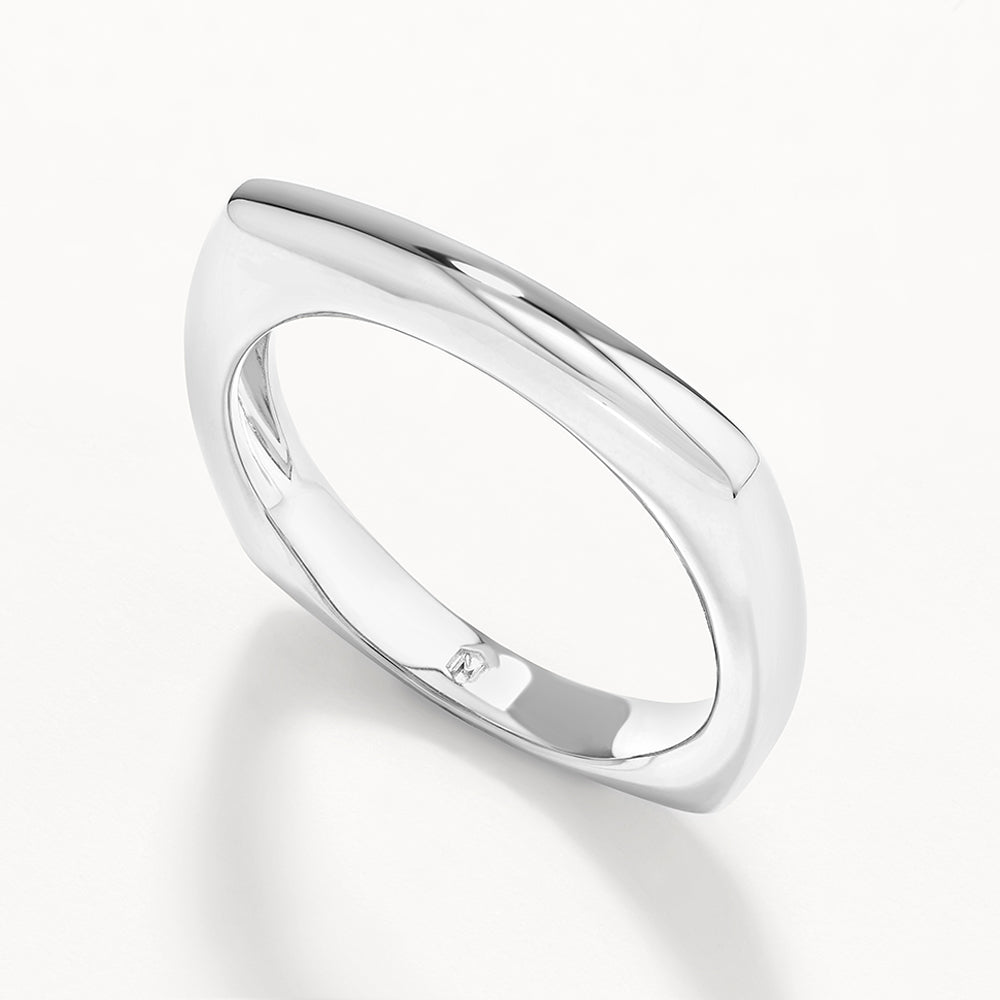 Sterling Silver Square Edge Ring for Women - Minimalist Geometric Jewelry for Everyday Wear & Special Occasions