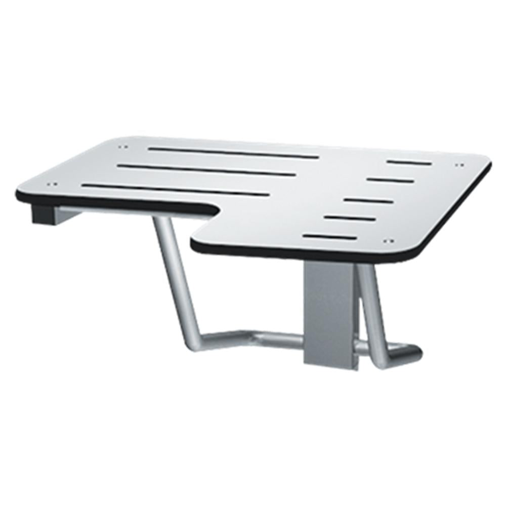 ASI 8206 28 Folding Shower Seat with L-Shape Design & Phenolic Surface - Wall Mounted Satin Finish for Bathroom Safety and Accessibility