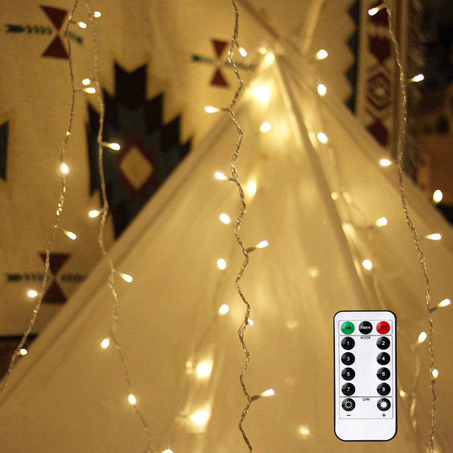 EShing 100 LED String Lights Dimmable, 33ft USB Powered Fairy Lights with Remote & Timer - Warm White Twinkle Lights for Indoor Outdoor Wedding, Party, Patio, Backyard, Room Decor - Perfect for Holiday, Christmas, Garden & Home Ambiance Lighting