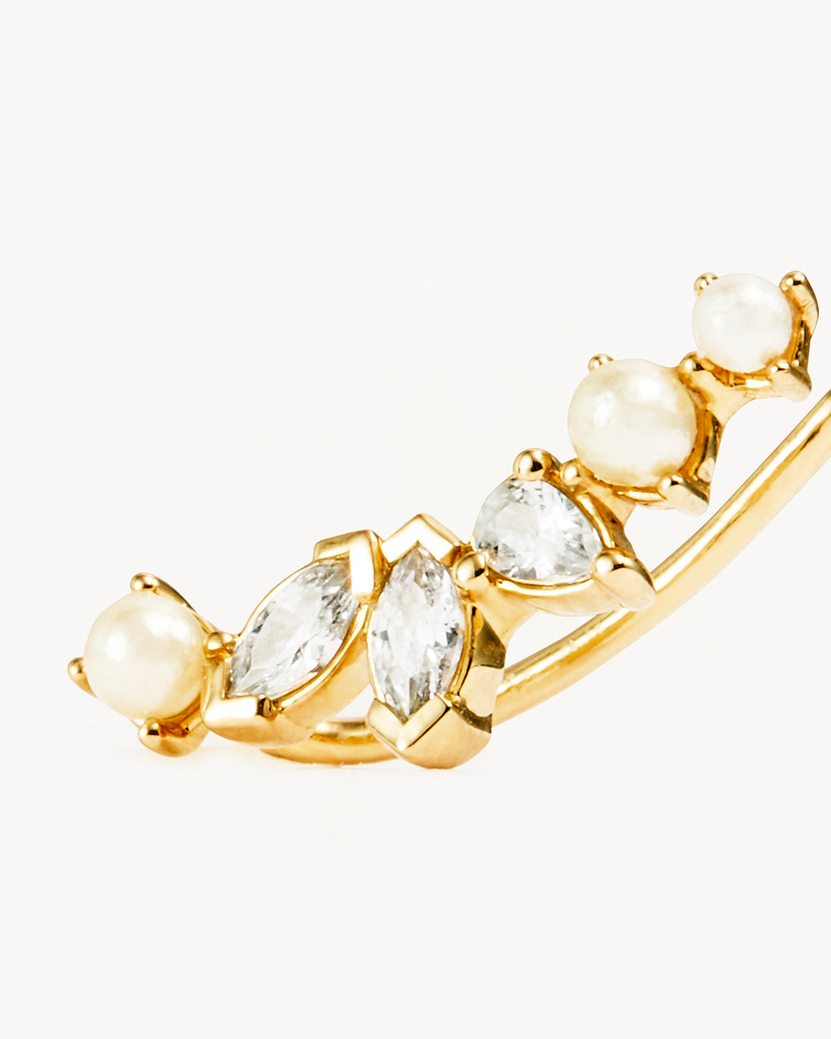 14K Solid Gold Lab Grown Diamond Ear Crawler Earrings - Elegant Floral Design for Women, Perfect for Weddings, Parties & Special Occasions