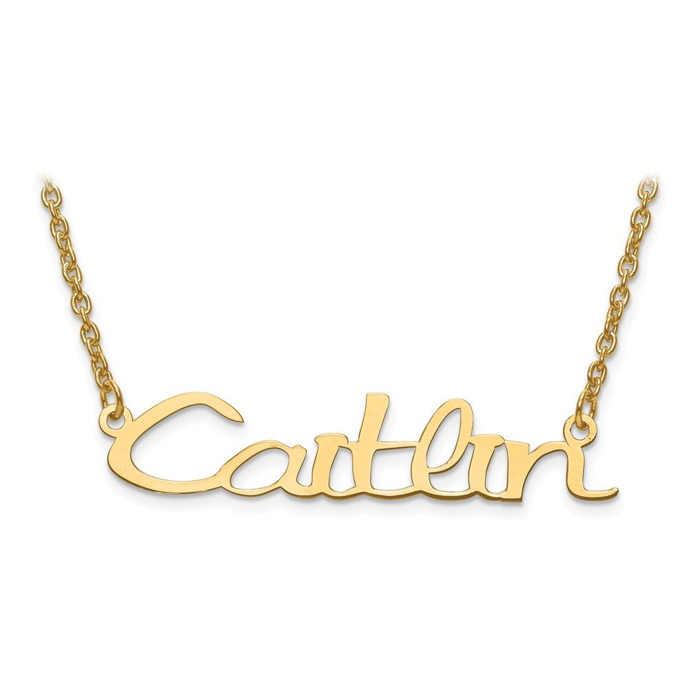 925 Sterling Silver Yellow Gold-Plated Personalized Nameplate Necklace with Lobster Clasp - Elegant Layering Jewelry for Women, Perfect for Gifts, Anniversaries & Everyday Wear