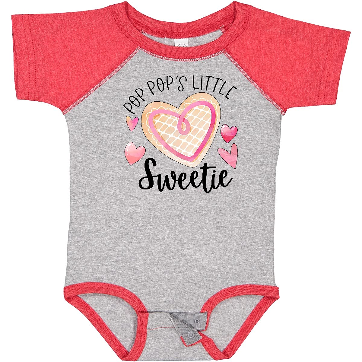 Inktastic Pop Pop's Little Sweetie Pink Heart Cookie Baby Bodysuit - Soft Cotton Onesie for Newborns & Infants - Perfect for Family Photos, Holidays & Gifts