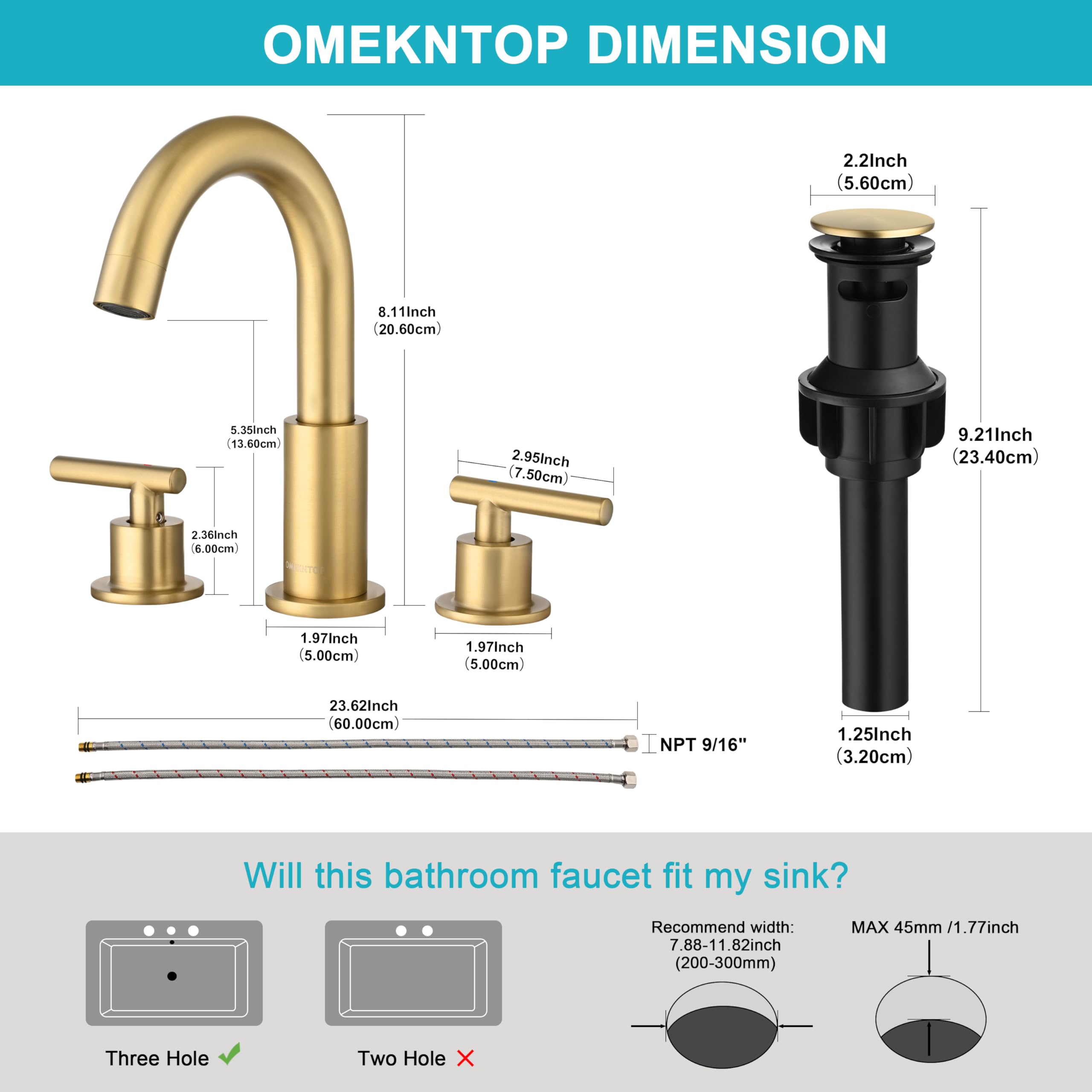 OMEKNTOP Brushed Gold 8