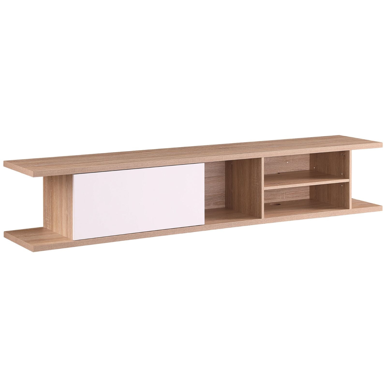 Auldrin 200cm Floating TV Stand with Wall Mount - Modern Oak Entertainment Center for Living Room - Perfect for Home Theater Setup & Space Saving Design
