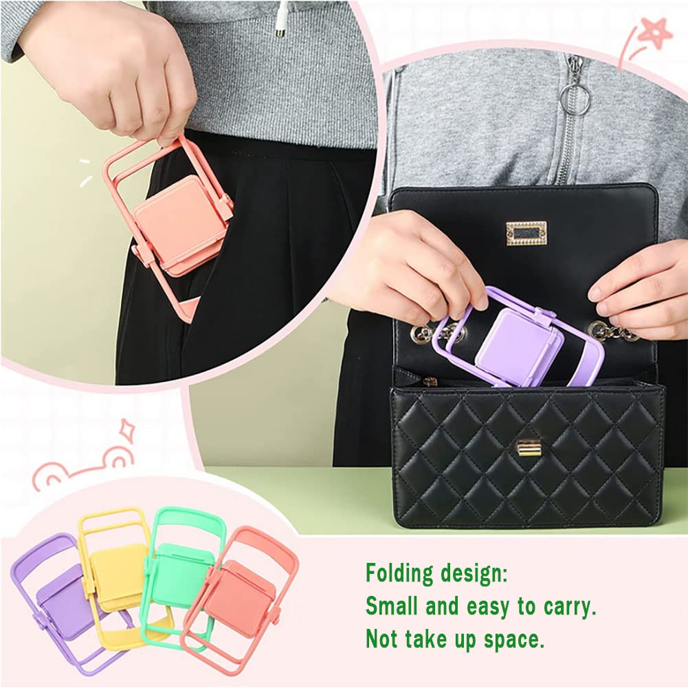 4Pcs Mini Foldable Phone Stand Holder - Portable Cute Candy Color Phone Stand for Smartphones, Tablets, E-Readers - Perfect for Desk, Bed, Travel & Watching Videos