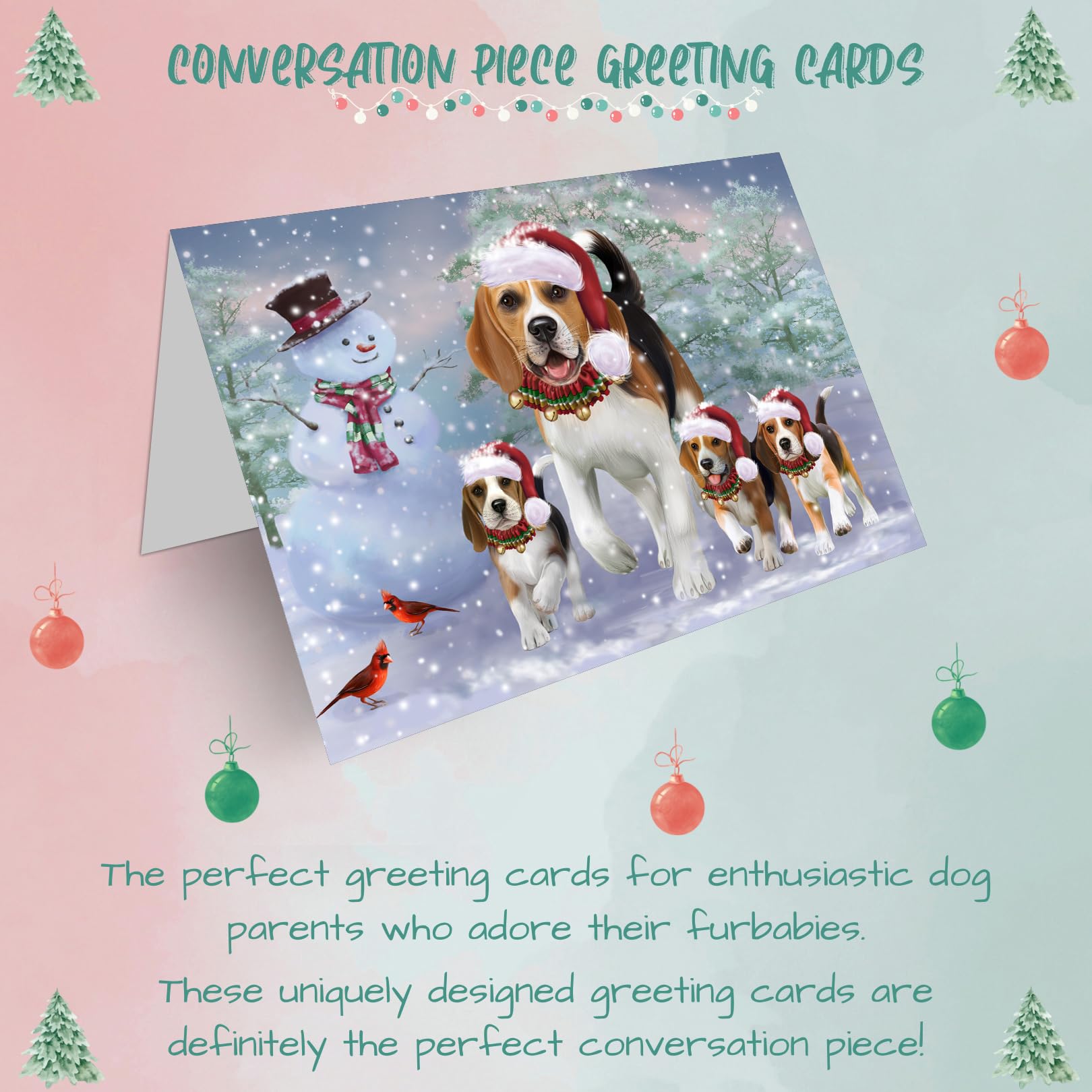 Christmas Dog Greeting Cards for Beagle Lovers - 10 Adorable Pet Invitation Cards with Envelopes - Festive Holiday Cards for Family, Friends & Pet Owners - Perfect for Christmas Gifts, Pet Birthday Parties & Holiday Mailings