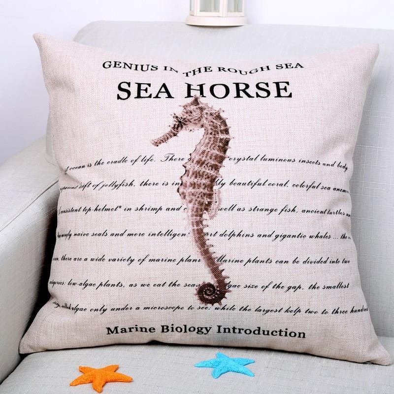 Marine Biology Collection Pillow Cover - Ocean Themed Decorative Throw Pillow Case for Living Room, Bedroom, or Dorm Decor