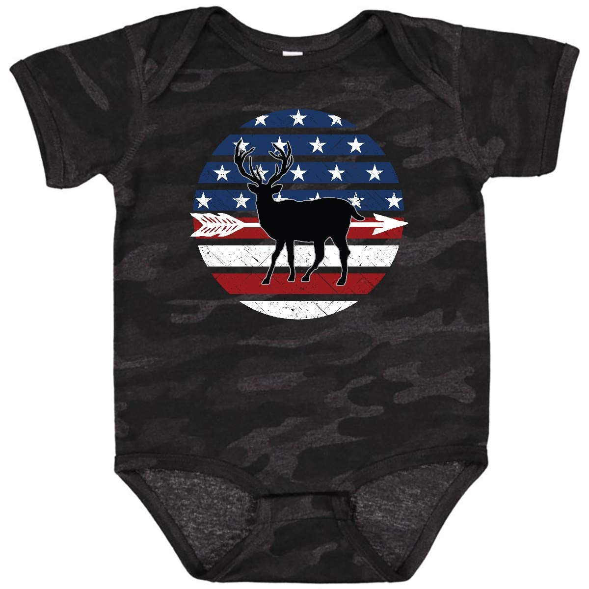 Inktastic Deer Bow Hunting USA Flag Baby Bodysuit - Cute Patriotic Hunting Outfit for Infants & Toddlers - Perfect for Hunting Season, 4th of July & Outdoor Adventures