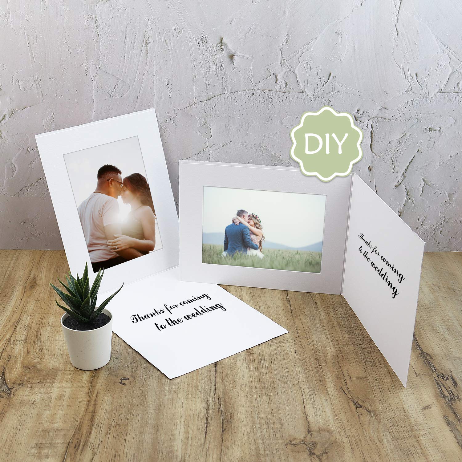 Golden State Art 50-Pack 5x7 or 7x5 Photo Folders - White Cardboard Picture Frames & Paper Frame Cards for Greetings, Invitations - Perfect for Graduation, Christmas, Wedding & Special Events Decorations