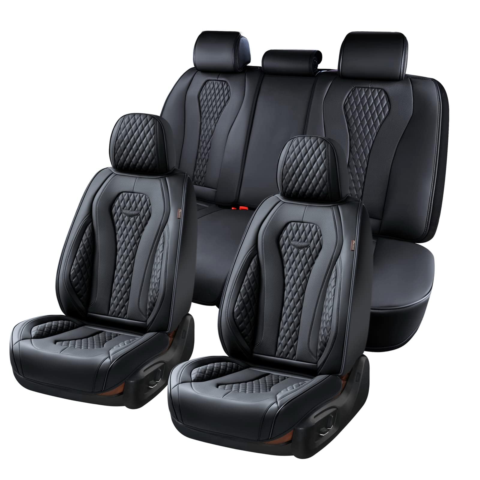 Premium Waterproof Leather Car Seat Covers Full Set - Universal Fit for Most Vehicles (Front & Back Seats) | Black Auto Seat Protectors for SUVs, Trucks & Sedans | Durable Seat Cushion for Daily Commute, Road Trips & Pet Protection