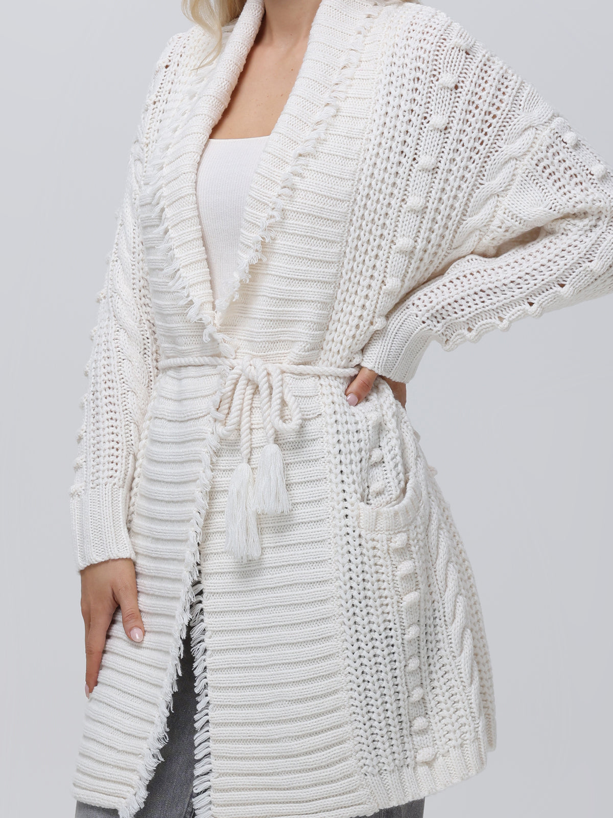 Penelope Women's Long Cable Knit Wrap Cardigan - Cozy Oversized Sweater for Fall & Winter, Perfect for Office, Lounge & Casual Outings