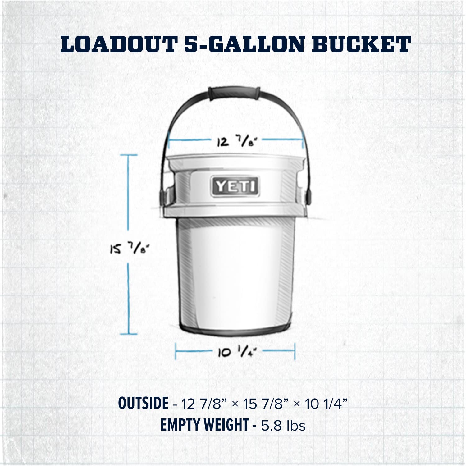 YETI Loadout 5-Gallon Heavy-Duty Bucket - Durable Impact-Resistant Fishing & Utility Pail for Outdoor Adventures, Camping, Hunting & Worksite Use