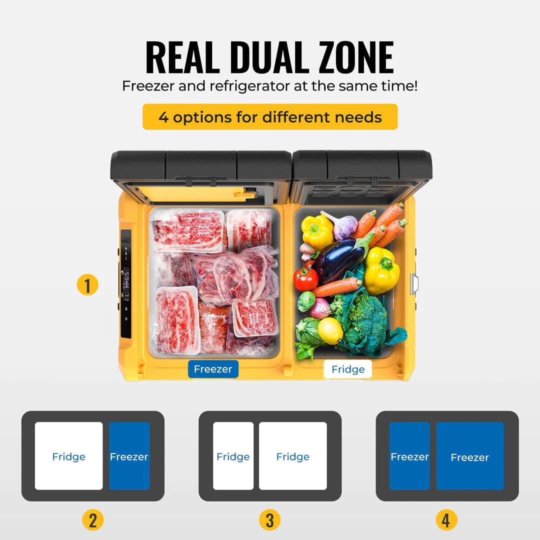 BougeRV ED35 37 Quart 12V Dual Zone Portable Car Refrigerator Freezer for Camping, Road Trips & Outdoor Adventures - Compact Car Fridge for Food & Drinks