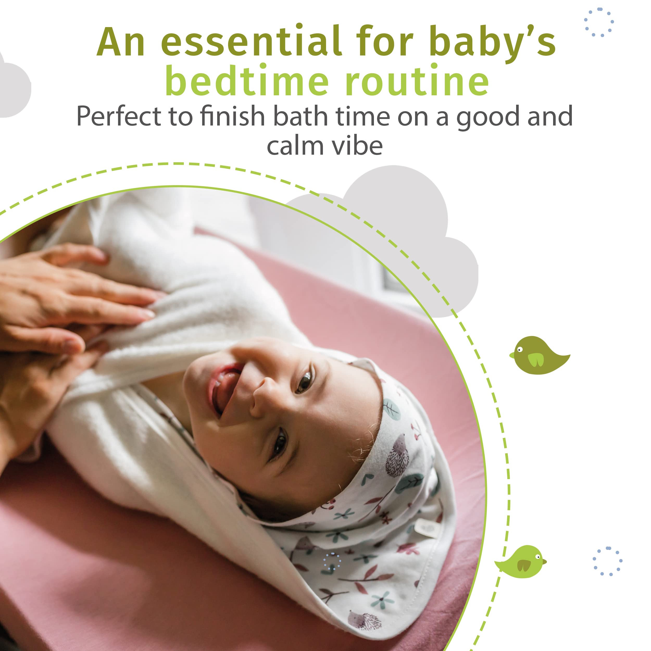 Perlimpinpin Hooded Bamboo Baby Bath Towel - Ultra Soft Terry Cloth for Newborns & Toddlers (White with Space Print) - Perfect for Bath Time, Swimming & Spa Days