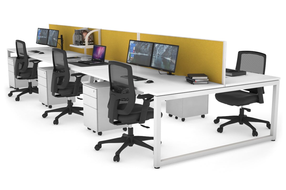 Quadro Loop Legs 6-Person Office Workstation - 1400L x 800W with Cable Management - Perfect for Open Office Layouts & Collaborative Workspaces