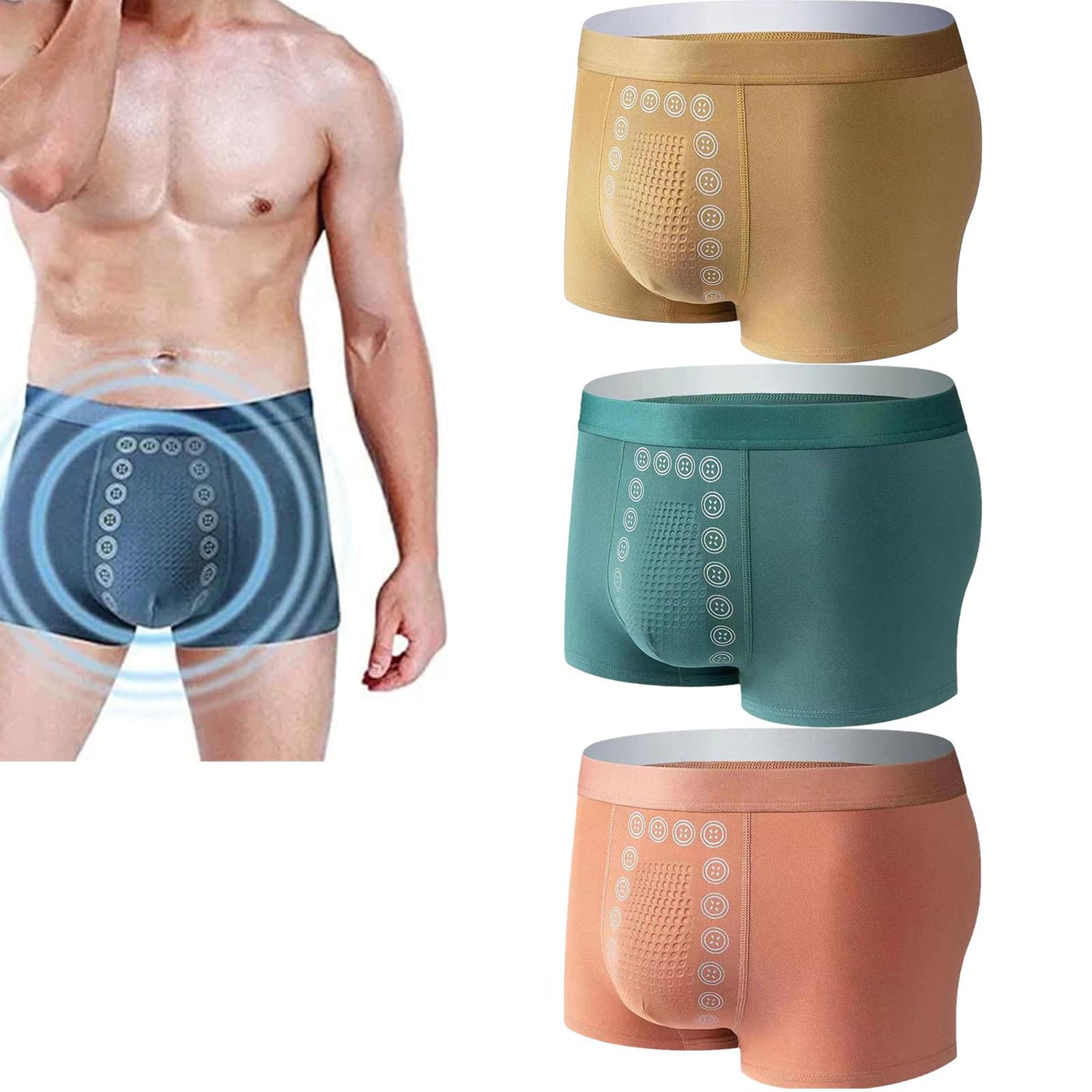 Magnetic Therapy Boxer Briefs for Men - Massage & Energetic Underwear with Health Benefits - Perfect for Daily Wear, Sports & Pain Relief