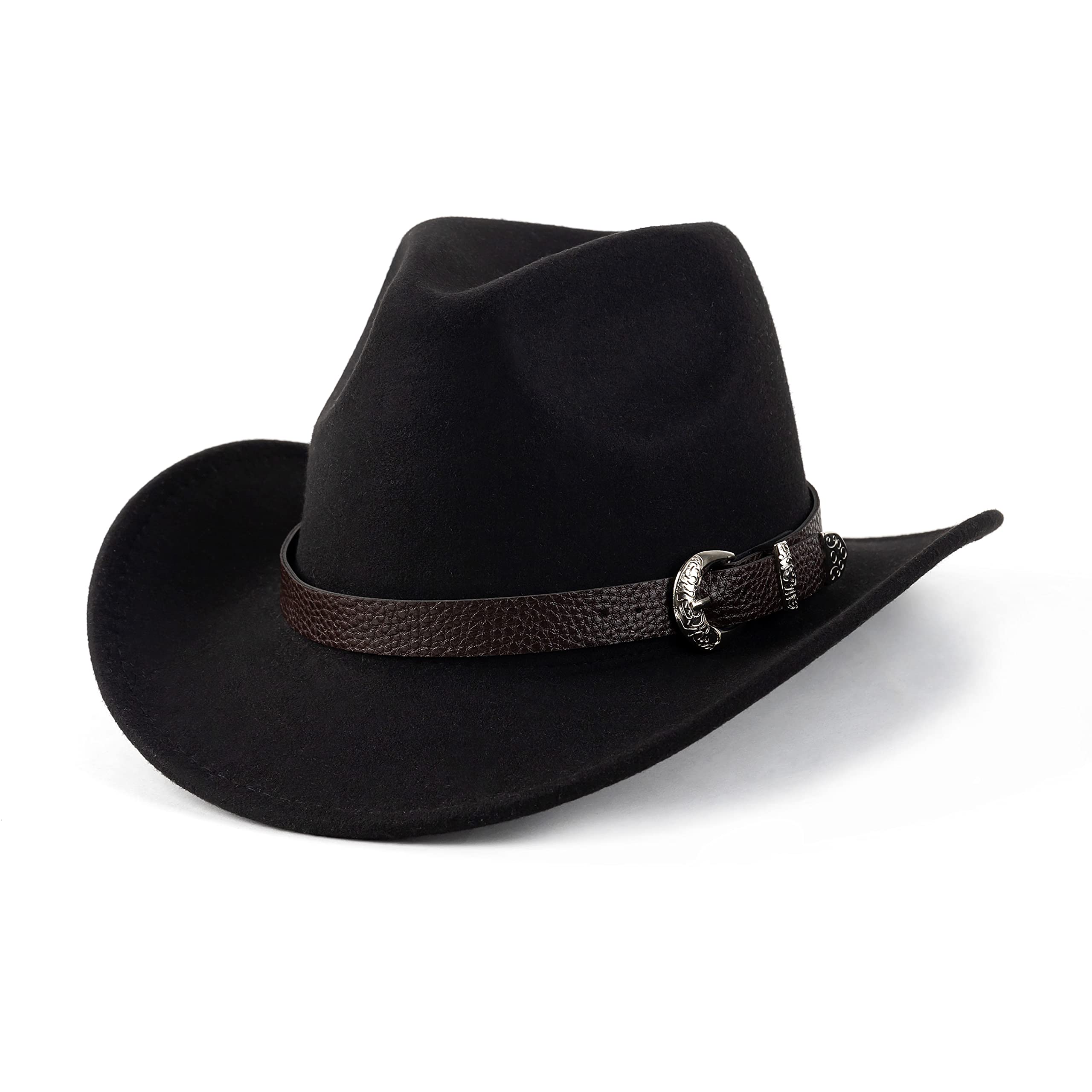 EOGIMI Western Cowboy Hat for Women & Men - Premium Felt Wide Brim Panama Hat with Belt Buckle - Perfect for Rodeo, Country Music Festivals & Outdoor Adventures