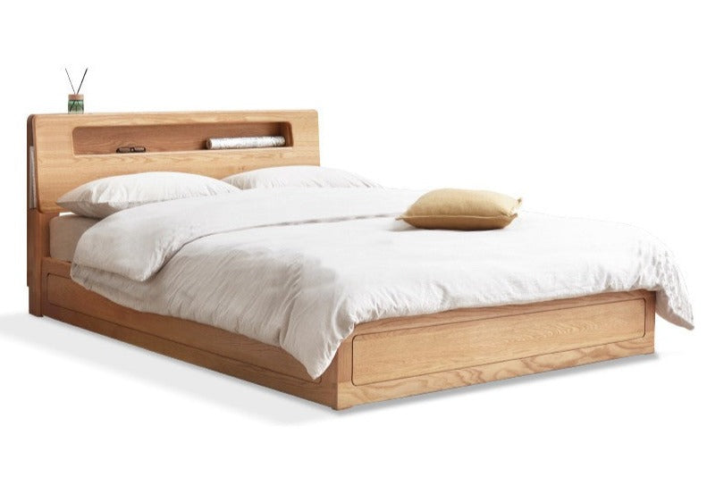 Premium Oak Solid Wood Luminous Box Bed - Durable Nightstand with Glow-in-the-Dark Features for Bedroom, Guest Room, and Kids Room Decor