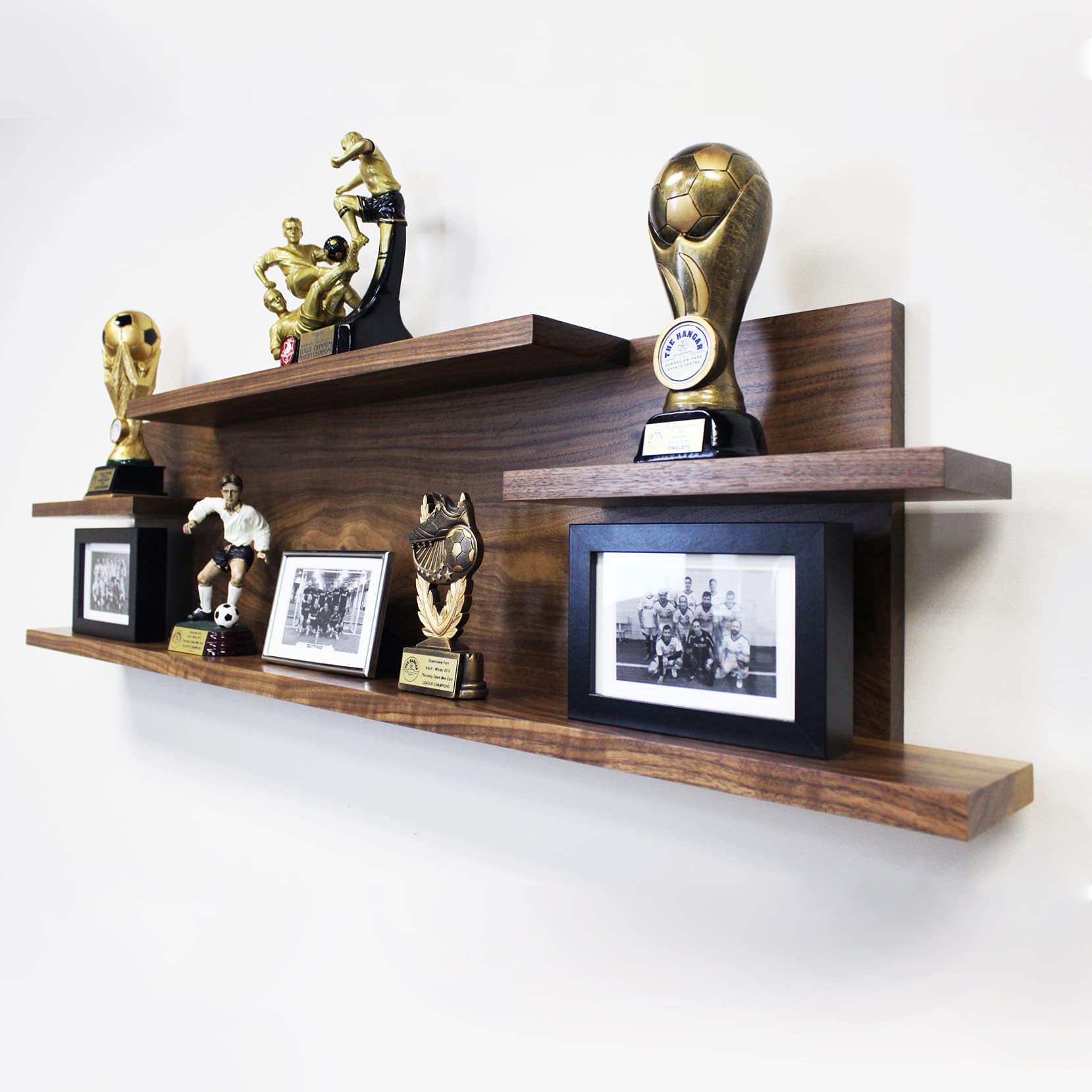 Rustic Wooden Wall Organizer Shelf - Natural Solid Walnut Floating Shelves for Living Room, Entryway, Bedroom & Office - Handmade Home Decor for Christmas, Housewarming & Wedding Gifts - Perfect for Displaying Photos, Plants & Decorative Items