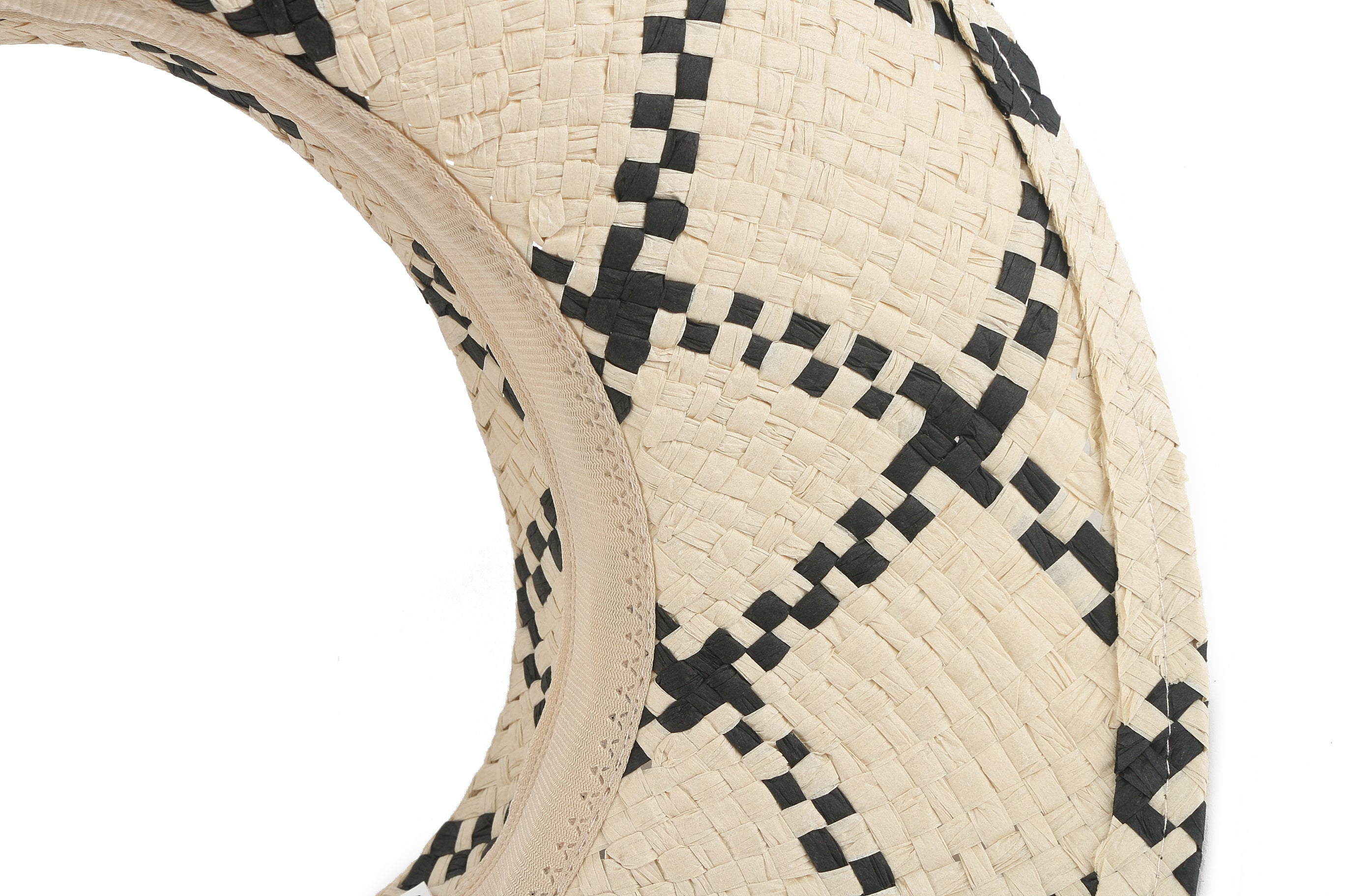 Open Top Weave Hat - White & Black Stylish Summer Sun Hat for Beach, Outdoor & Casual Wear