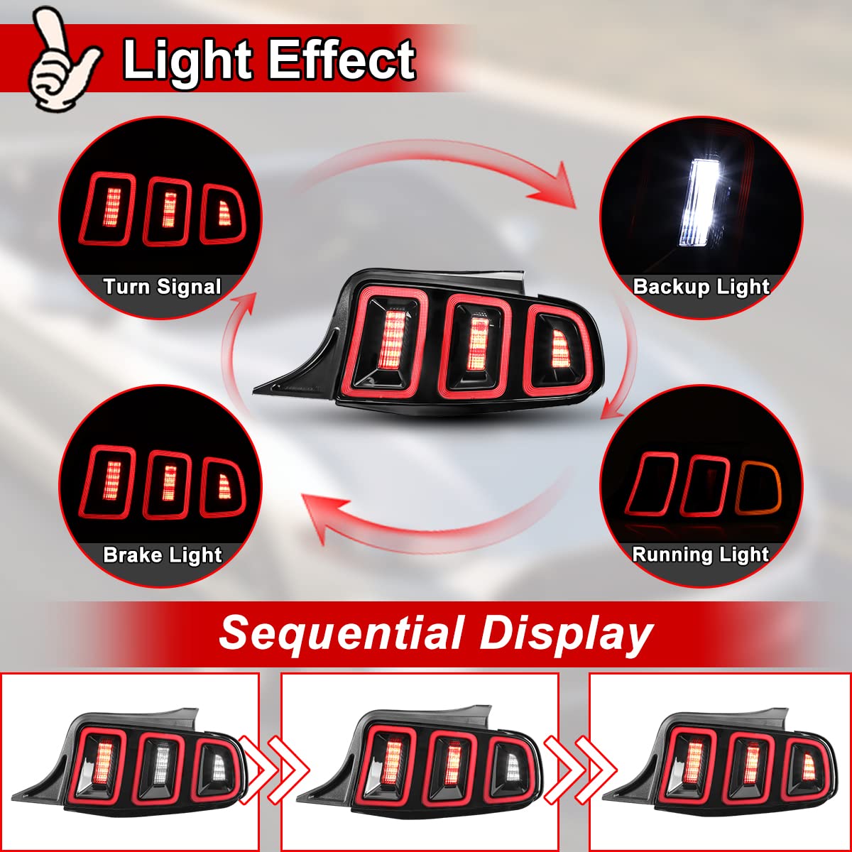 Nixon Offroad LED Tail Lights for Ford Mustang 2010-2014 - Black Housing with Smoke Lens - Direct Replacement Rear Light Assembly (1 Pair) - Perfect for Night Driving & Car Customization