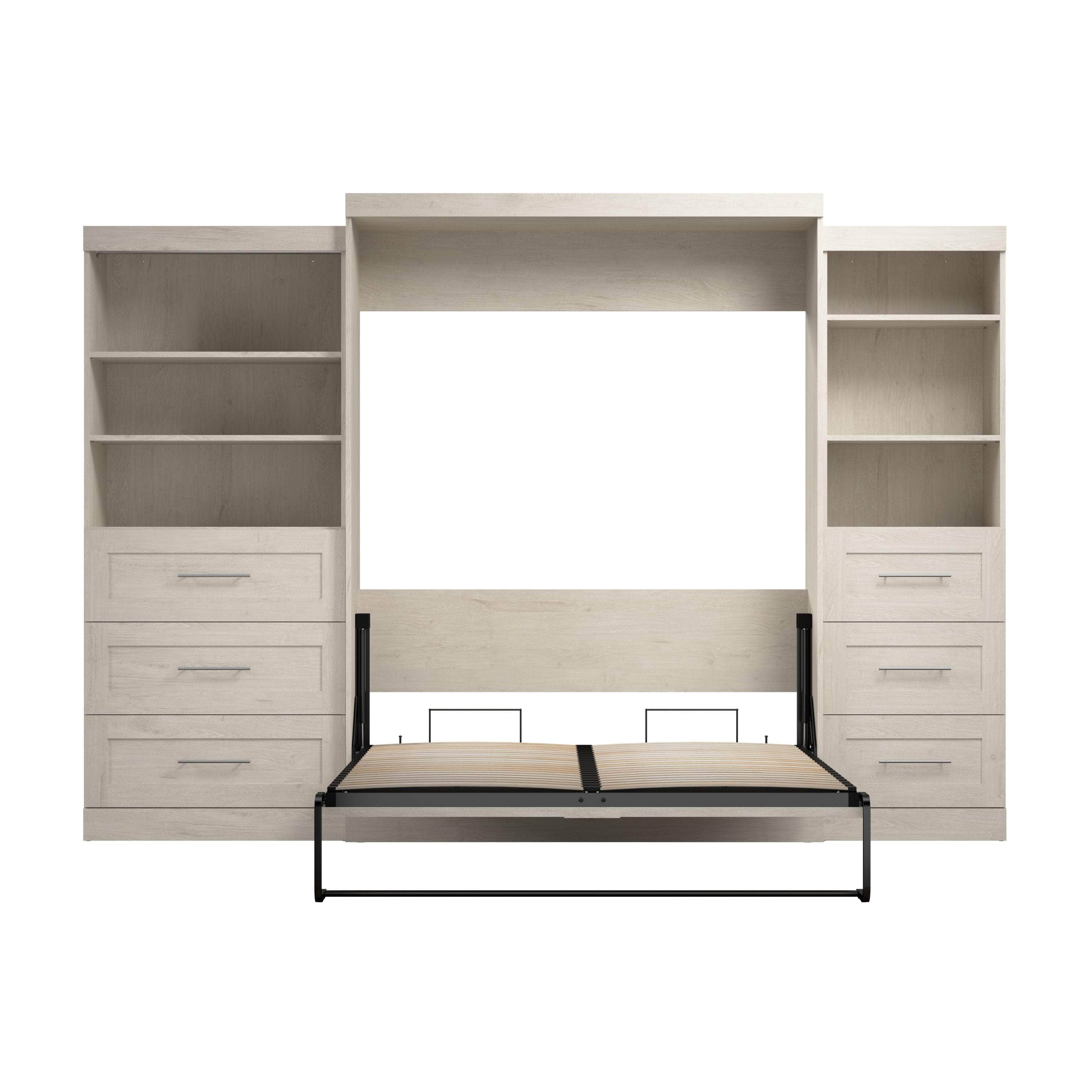 Pur Queen Murphy Wall Bed with 2 Storage Units & Drawers (126