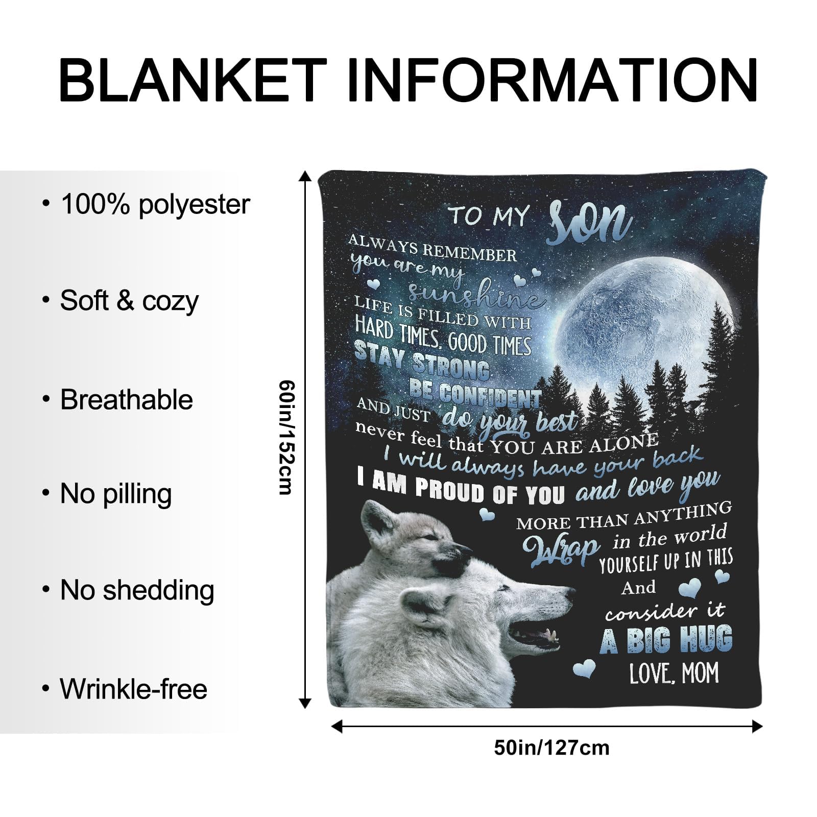 Soft Flannel Throw Blanket 50x60 - Gift for Son from Mom - Cozy Birthday Present