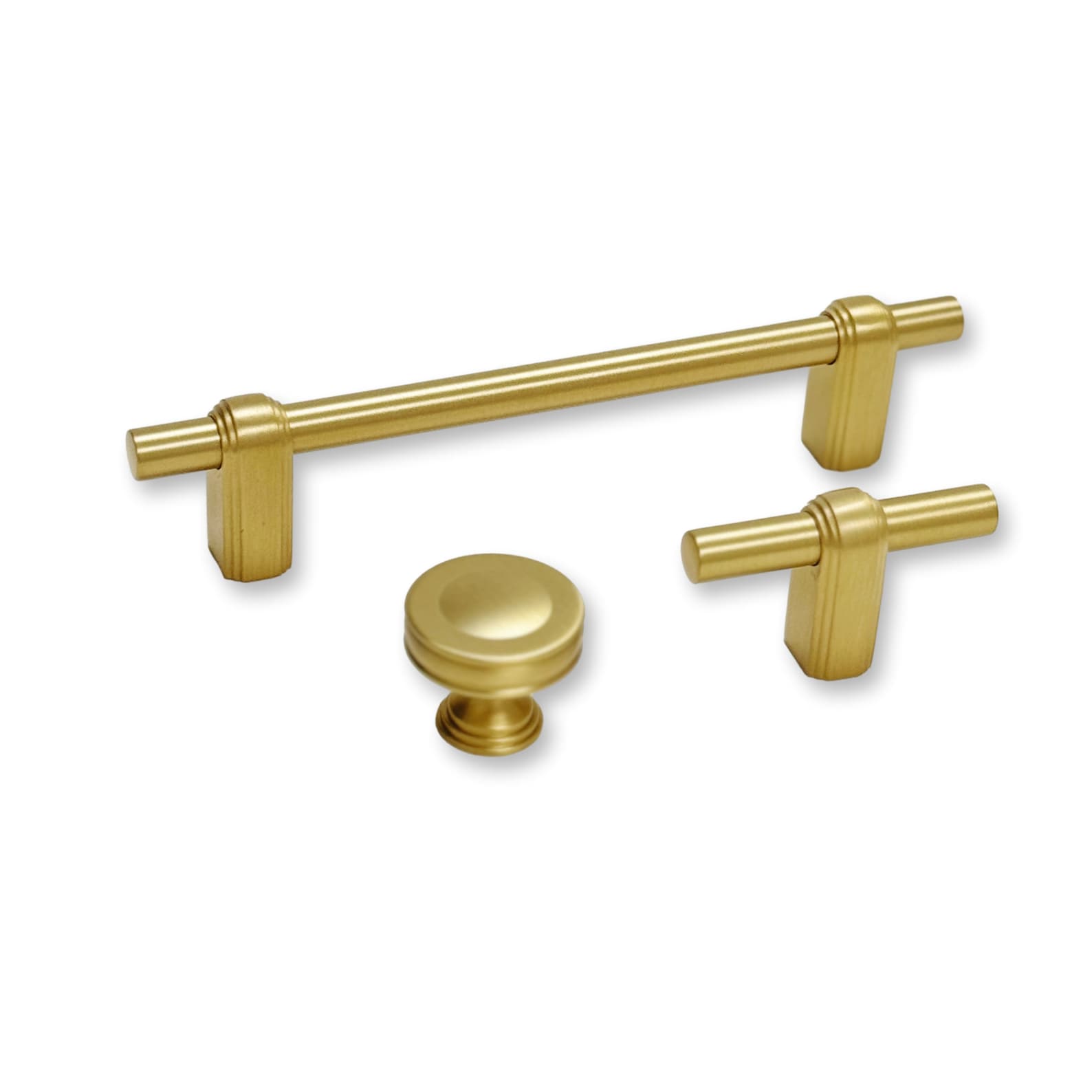 Elegant Satin Brass Elliott Drawer Pulls & Cabinet Knobs - Vintage Style Hardware for Kitchen Cabinets, Dressers & Furniture (Set of 10) - Perfect for Home Renovation & DIY Projects