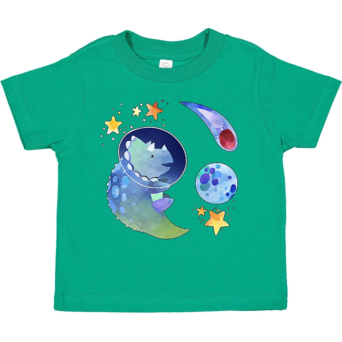 Inktastic Triceratops in Space with Planets and Stars Toddler T-Shirt - Cute Dinosaur Graphic Tee for Boys & Girls - Perfect for Playdates, Birthday Parties & Everyday Wear