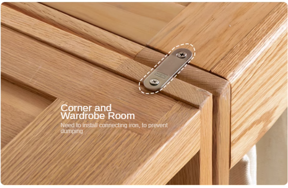 Solid Oak & Cherry Wood Modern Corner Wardrobe - Triangle Floor Standing Closet for Bedroom, Living Room, and Office Storage