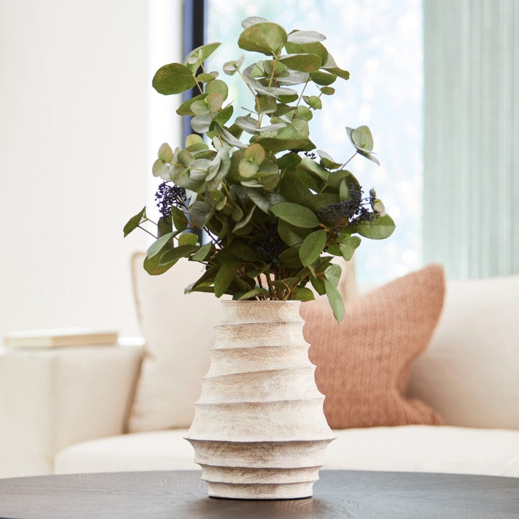 Cyan Design 10724 Giorgio Vase - Whitewashed Ceramic Home Decor, Small Tabletop Vase for Flowers, Centerpiece, Wedding & Living Room Decor
