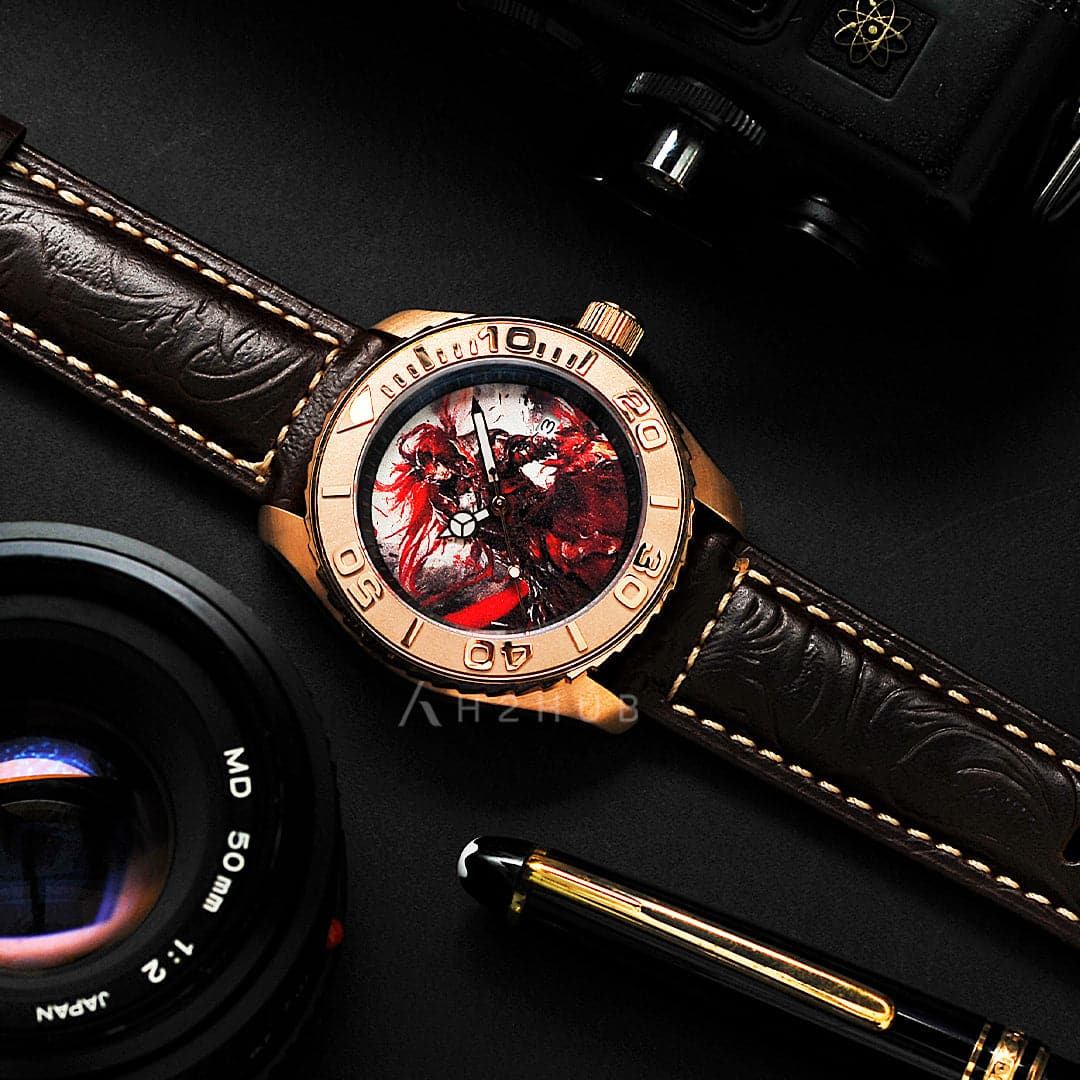 AG Collective The Lu Bu San Guo Series Black Leather Strap Men's Watch G 8040 SAN WAR - Stylish Chronograph for Business, Casual & Formal Occasions