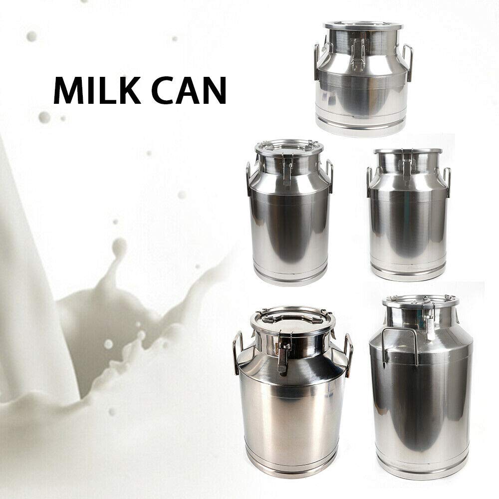 304 Stainless Steel Milk Can 5.3-15.9 Gallon (20-60L) - Heavy Duty Food Grade Silicone Seal, Dent Resistant for Boiling Milk, Making Sauce, Brewing & Farm Use - Perfect for Dairy Farmers, Home Chefs & Commercial Kitchens
