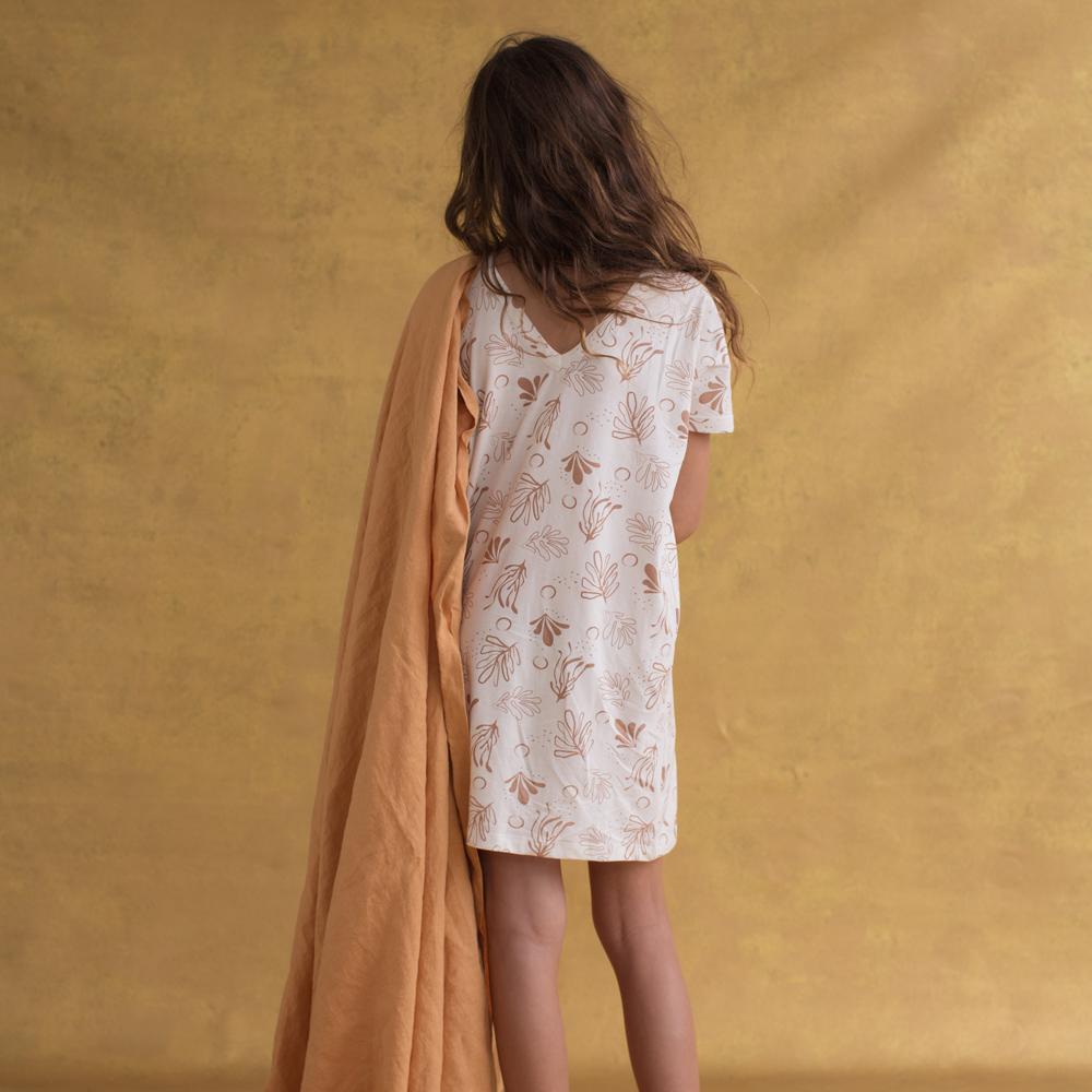 Coral Nights Milk Tee Lounge Dress - Soft Comfortable Sleepwear for Women, Perfect for Relaxing at Home or Lounging