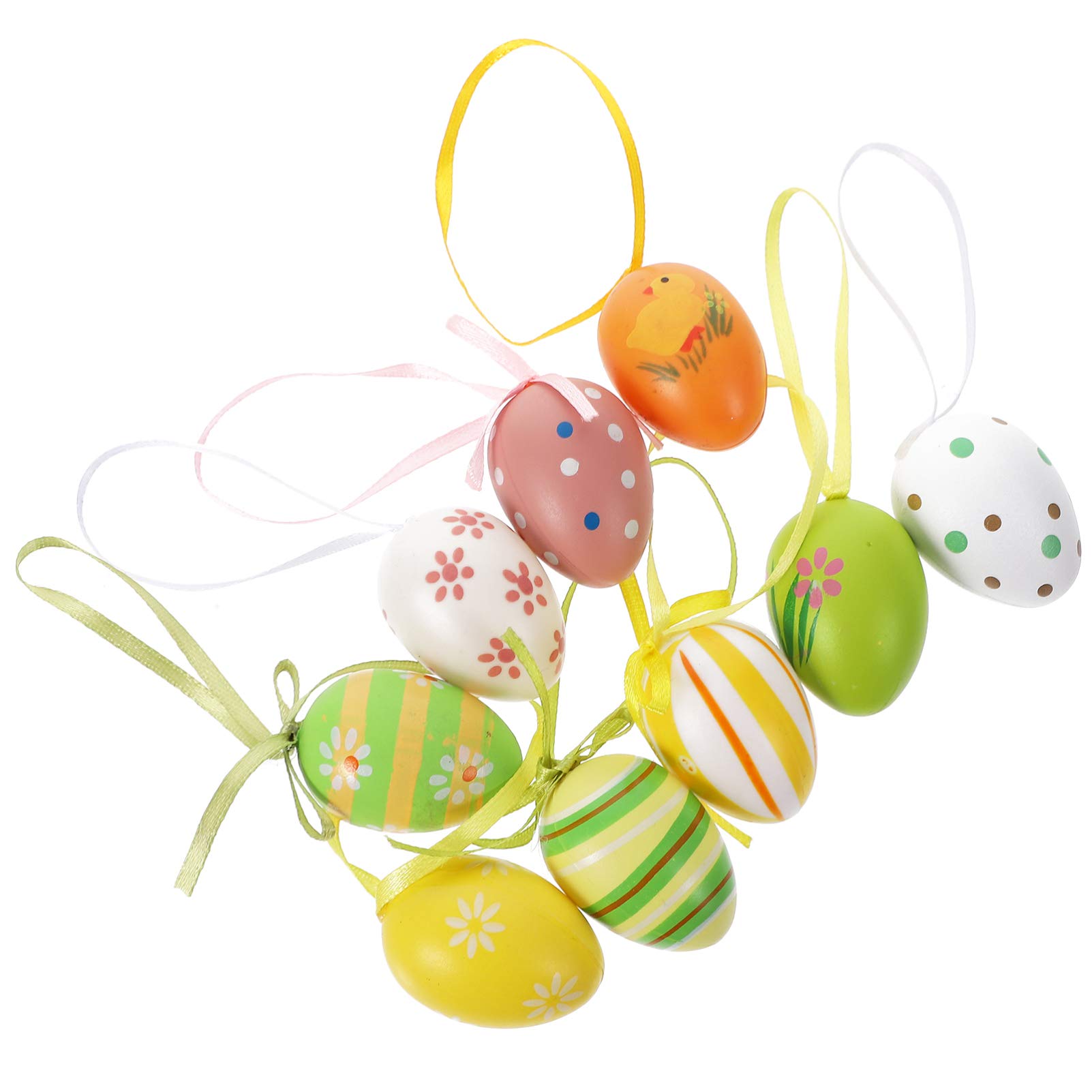 NUOBESTY 24pcs Colorful Easter Eggs - Hanging Ornaments for Easter Party Decorations, Outdoor Crafts, Easter Basket Fillers & Spring Home Decor - Bulk Random Color Plastic Eggs (Size S)
