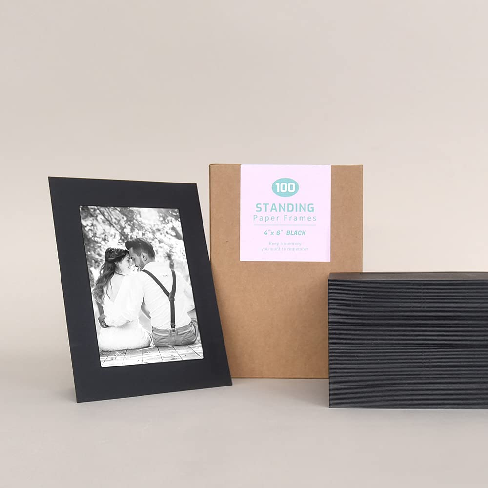Monolike 100-Pack 4x6 Black Photo Frame Box Set - Holds 4x6 Pictures | Perfect for Home Decor, Wedding Photos & Office Displays