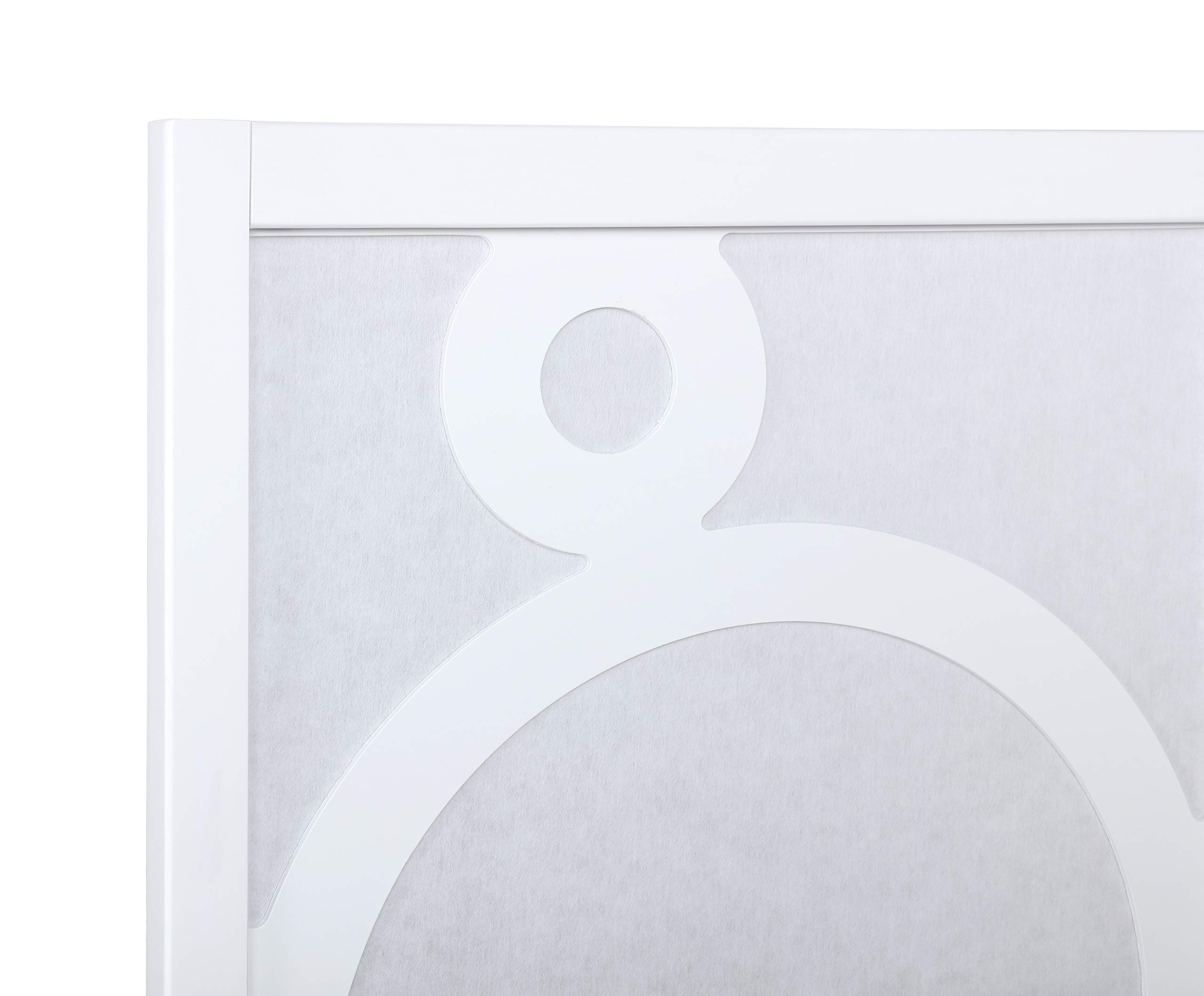 Roundhill Furniture Arvada 4-Panel Wood Room Divider with Circle Pattern - White Wooden Folding Screen for Home Office, Living Room & Bedroom Privacy Partition