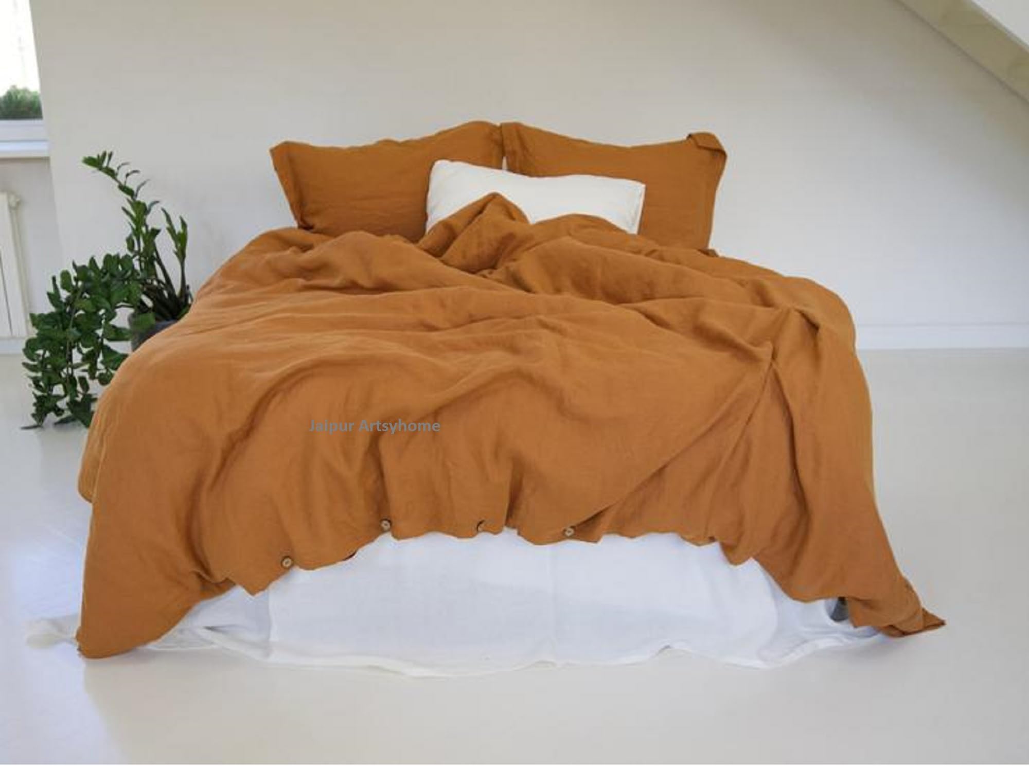 Cinnamon Washed Cotton Duvet Cover Set - 3 Piece King/Queen/Twin Size Bedding with Button Closure | Soft & Breathable for Cozy Bedrooms & Guest Rooms