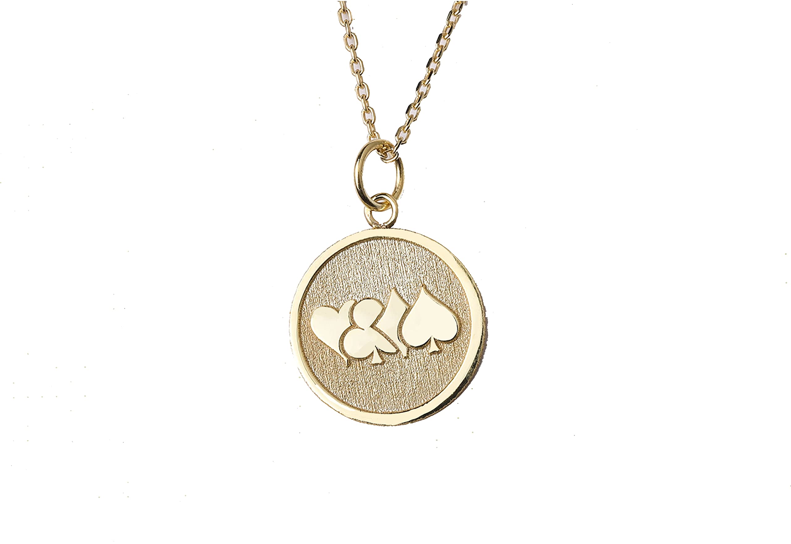 14K Gold Playing Card Necklace - Personalized Poker Card Pendant with Hearts, Spades, Diamonds & Clubs Charms - Unique Jewelry Gift for Card Game Lovers - Perfect for Casino Nights, Poker Parties & Fashion Accessories