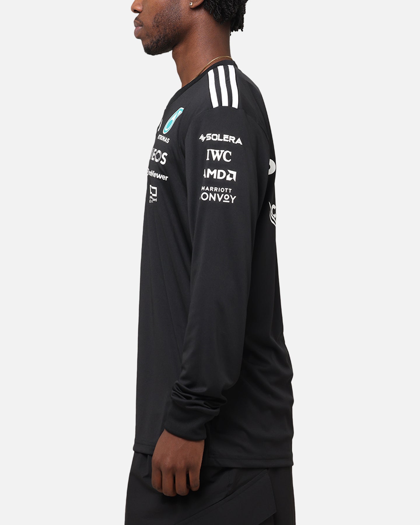 Adidas x Mercedes AMG Petronas F1 2025 Team Long Sleeve Driver T-Shirt - Black | Official Formula One Racing Shirt for Fans & Enthusiasts
