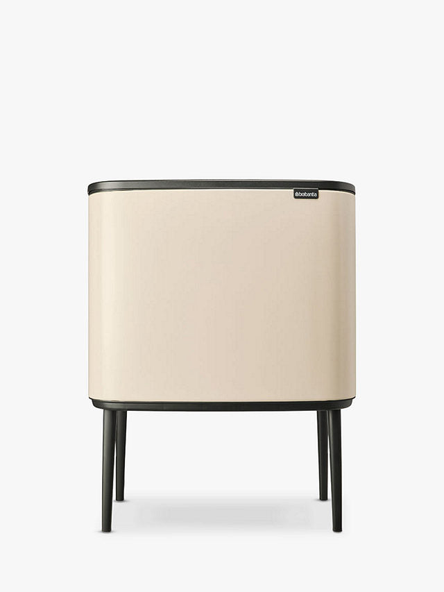 Brabantia Bo Touch Bin 36L Stainless Steel Trash Can with Soft-Close Lid - 9.5 Gallon Beige Kitchen Waste Bin for Home, Office & Bathroom