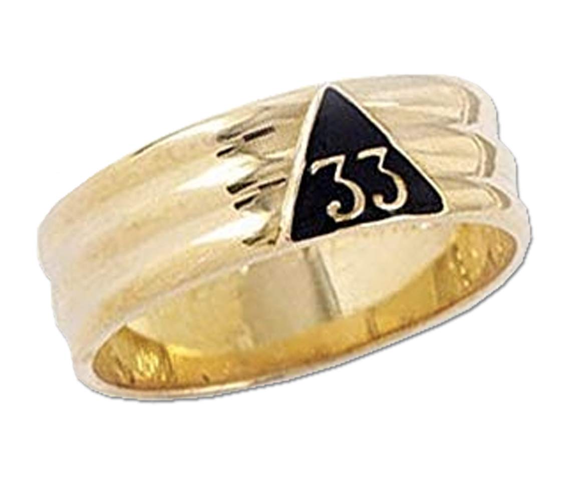 33rd Degree Masonic Ring for Men - Gold Plated Stainless Steel Freemason Jewelry for Scottish Rite Ceremonies