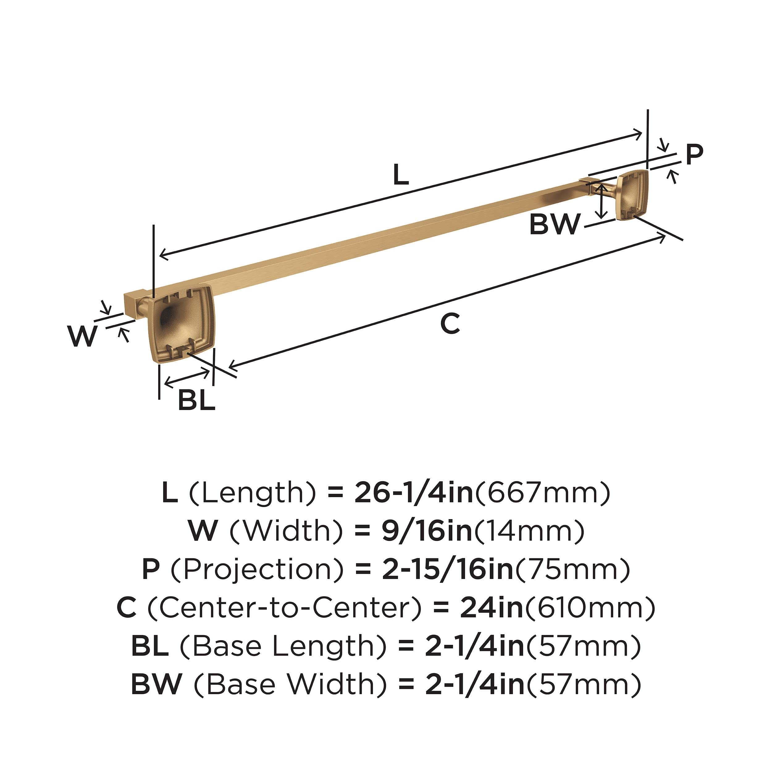 Amerock BH36094CZ Champagne Bronze 24-Inch Towel Bar - Elegant Bathroom Towel Rack & Holder for Modern Bathrooms | Durable Bath Hardware & Accessories | Perfect for Bathrooms, Spas & Guest Rooms