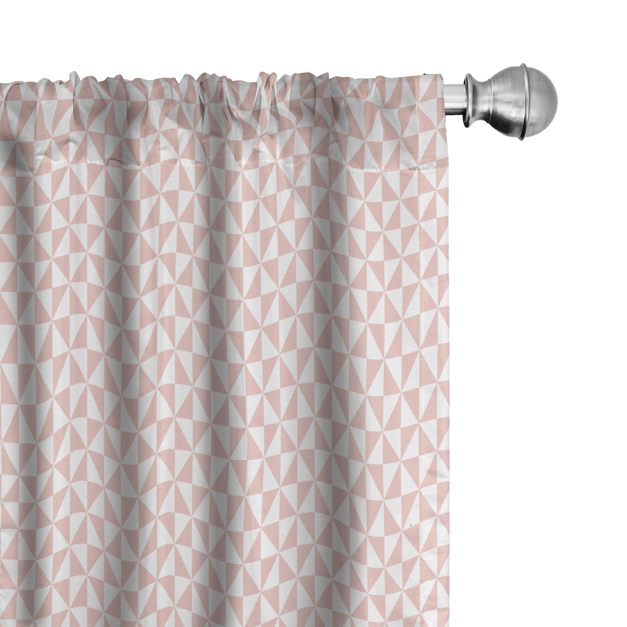 Ambesonne Pastel Pink Window Curtains - Bicolor Triangle Geometric Pattern, Lightweight Room Decor with Rod Pocket, 2 Panels 28