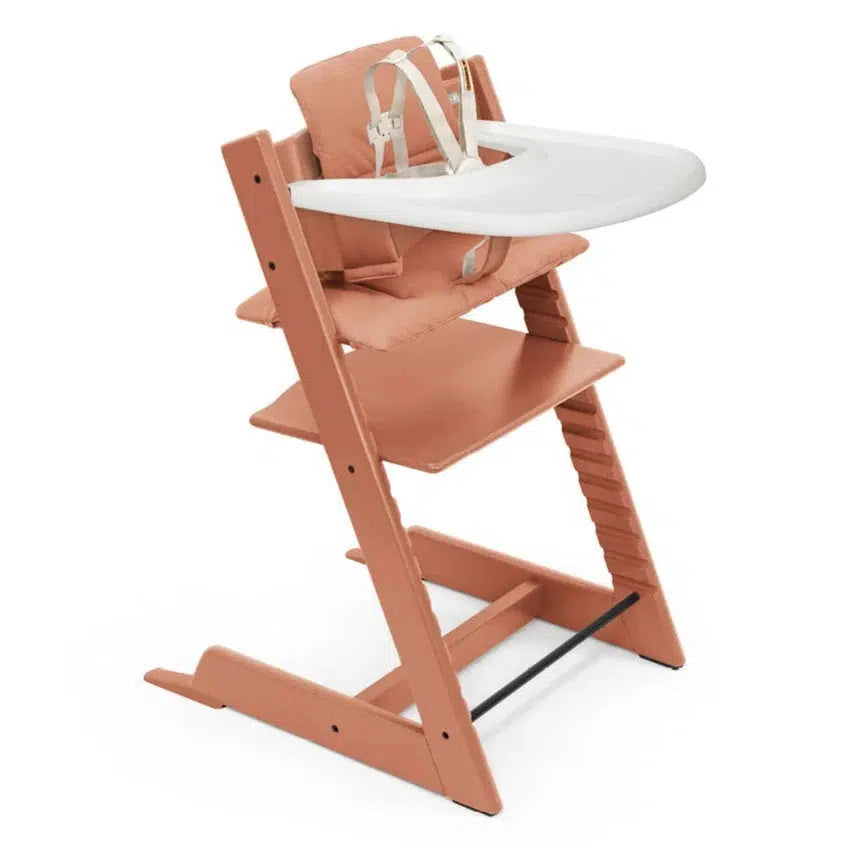 Stokke Tripp Trapp High Chair with Cushion & Tray - Adjustable Baby Feeding Chair, Ergonomic Design, Terracotta Color | Perfect for Toddlers, Infants & Kids at Dining Table, Kitchen or Restaurant