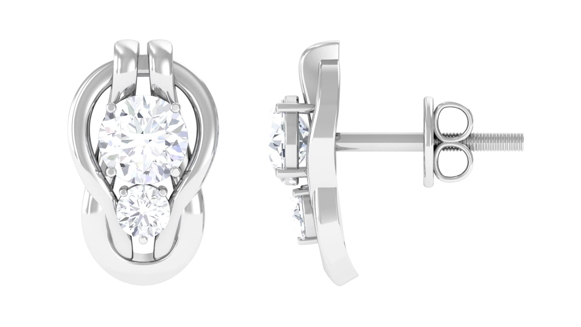 0.75 CT Dainty Cubic Zirconia Stud Earrings for Women - 10K Solid Gold Infinity Stud Earrings | Elegant Everyday Jewelry, Perfect Gift for Anniversary, Birthday & Special Occasions