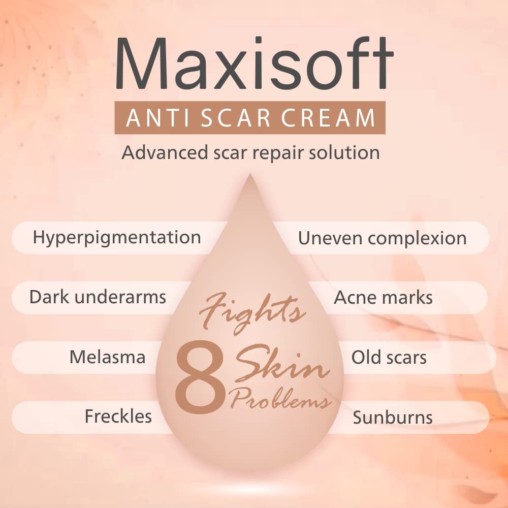 Maxisoft Anti Scar Cream for Acne & Pimple Removal - Dark Spot Corrector, Pigmentation & Blemish Treatment - pH Balanced Facial Cream (25g) - Perfect for Post-Acne Care & Daily Skin Brightening